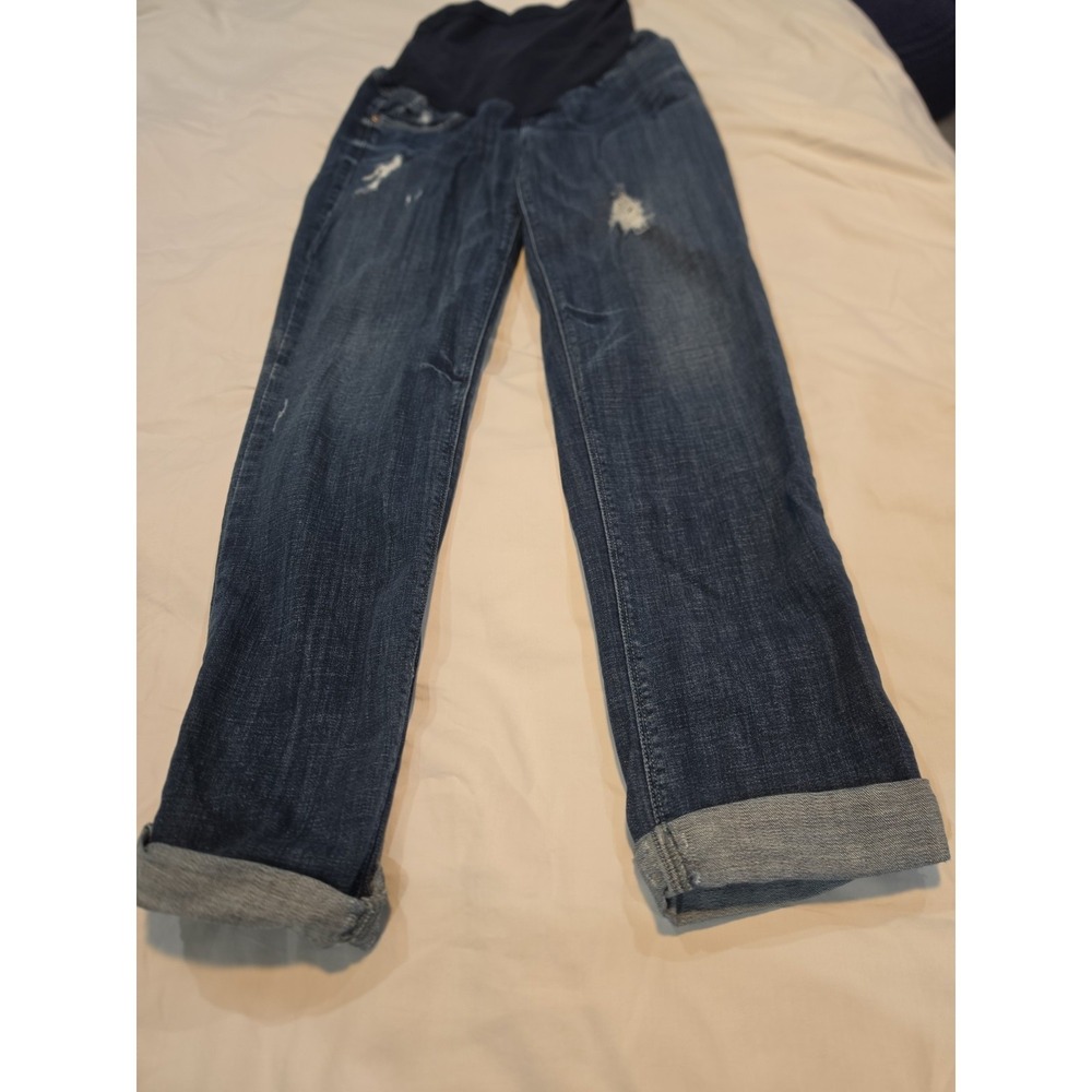 A Pea in the Pod Maternity Jeans Medium Blue Excellent Distressed Straight Leg